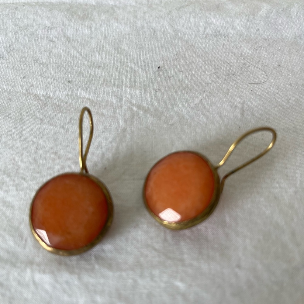 Orange stone with gold drop earrings
